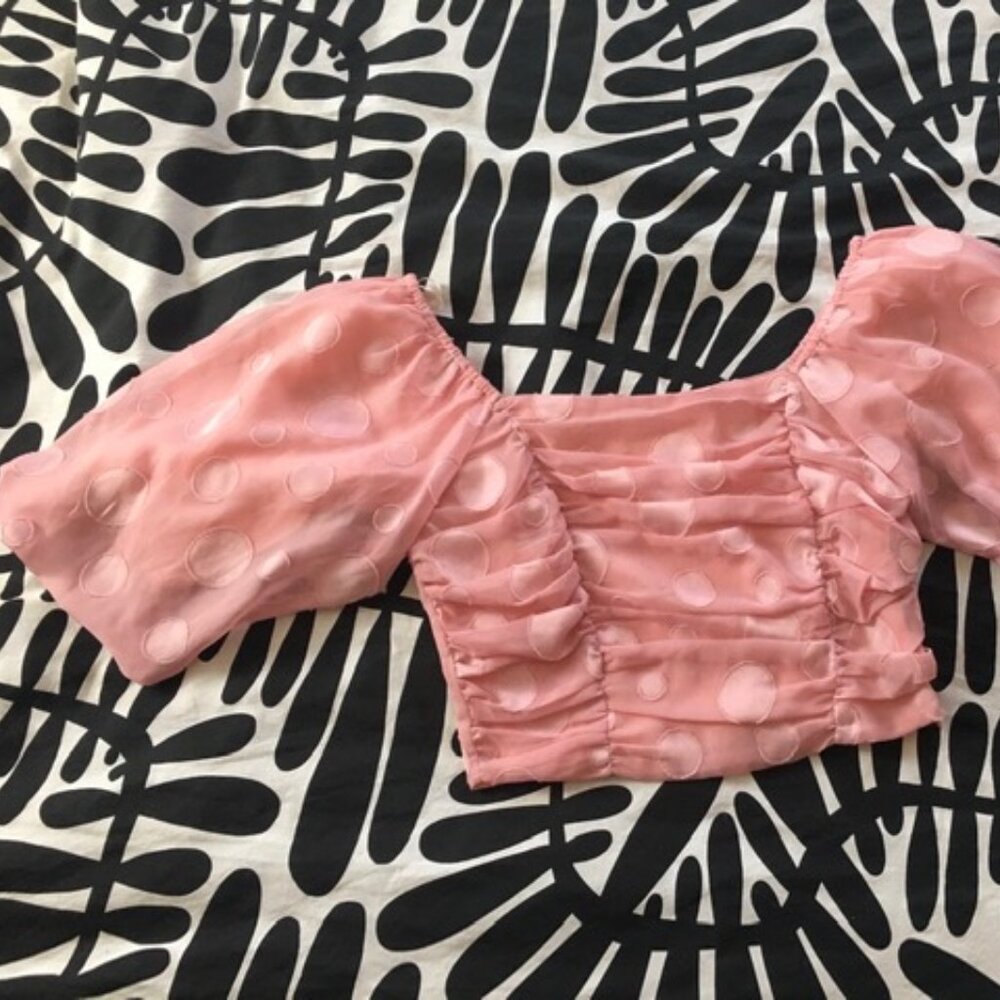 Pink Puff Sleeve Crop Top